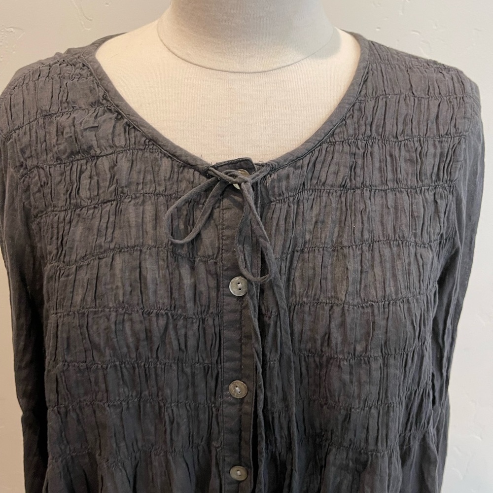 Carole Little Street Wear sheer pin tucked blouse top size 14 - Picture 2 of 5